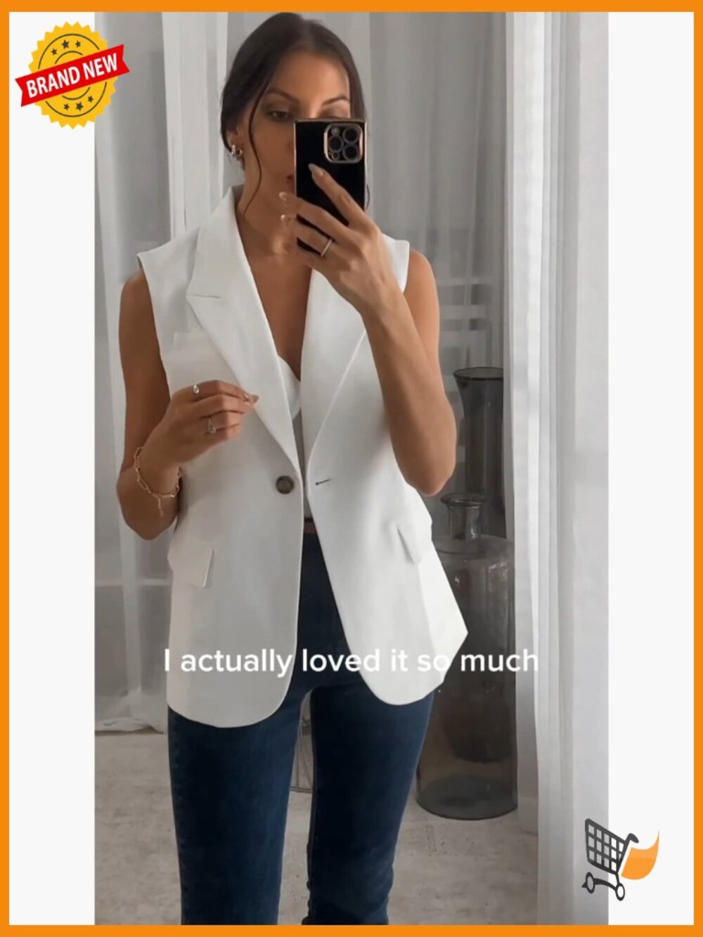 Sleeveless Blazer Vest Lightweight Lined Notch Lapel Button Front Pockets Work - Picture 7 of 7